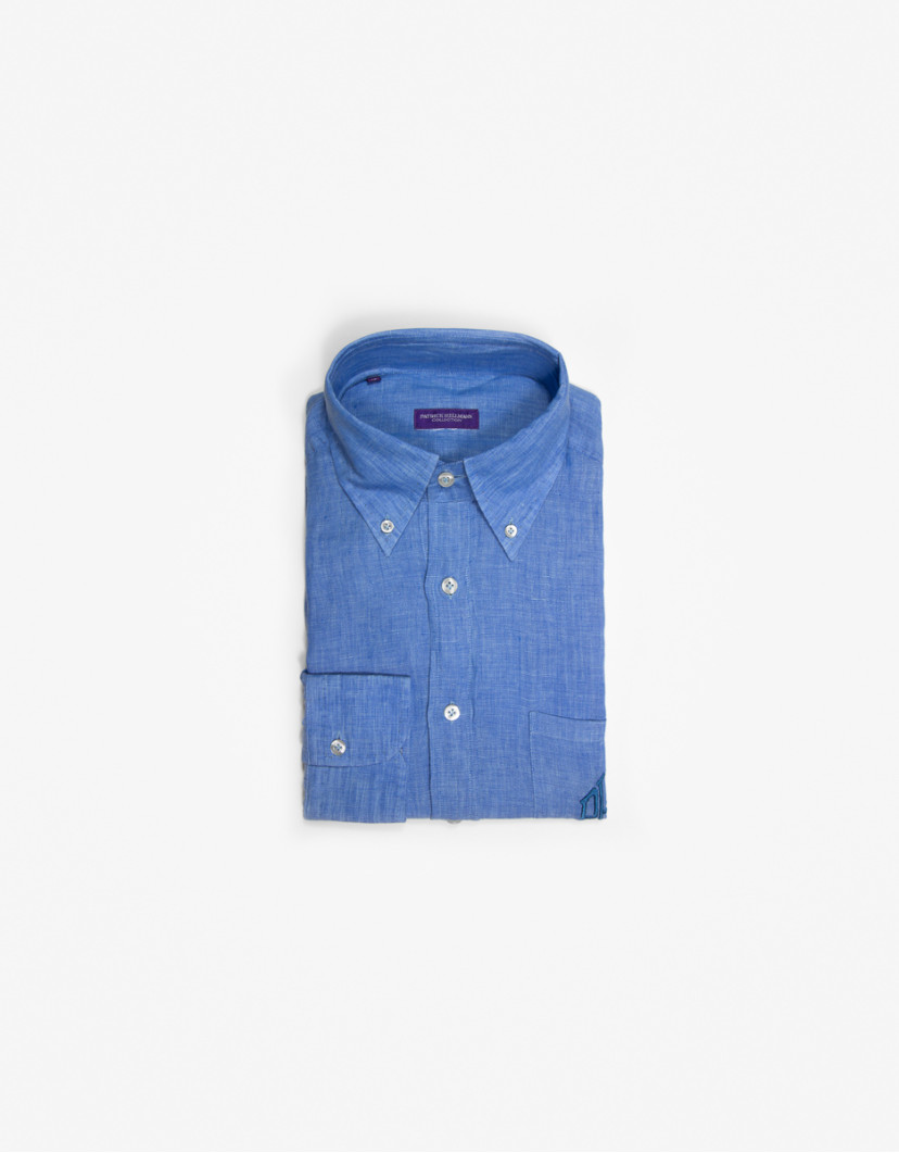 Patrick-Hellmann-Collection-100-Linen-Blue-Shirt-image Patrick Hellmann Collection 100% Linen Blue Shirt image